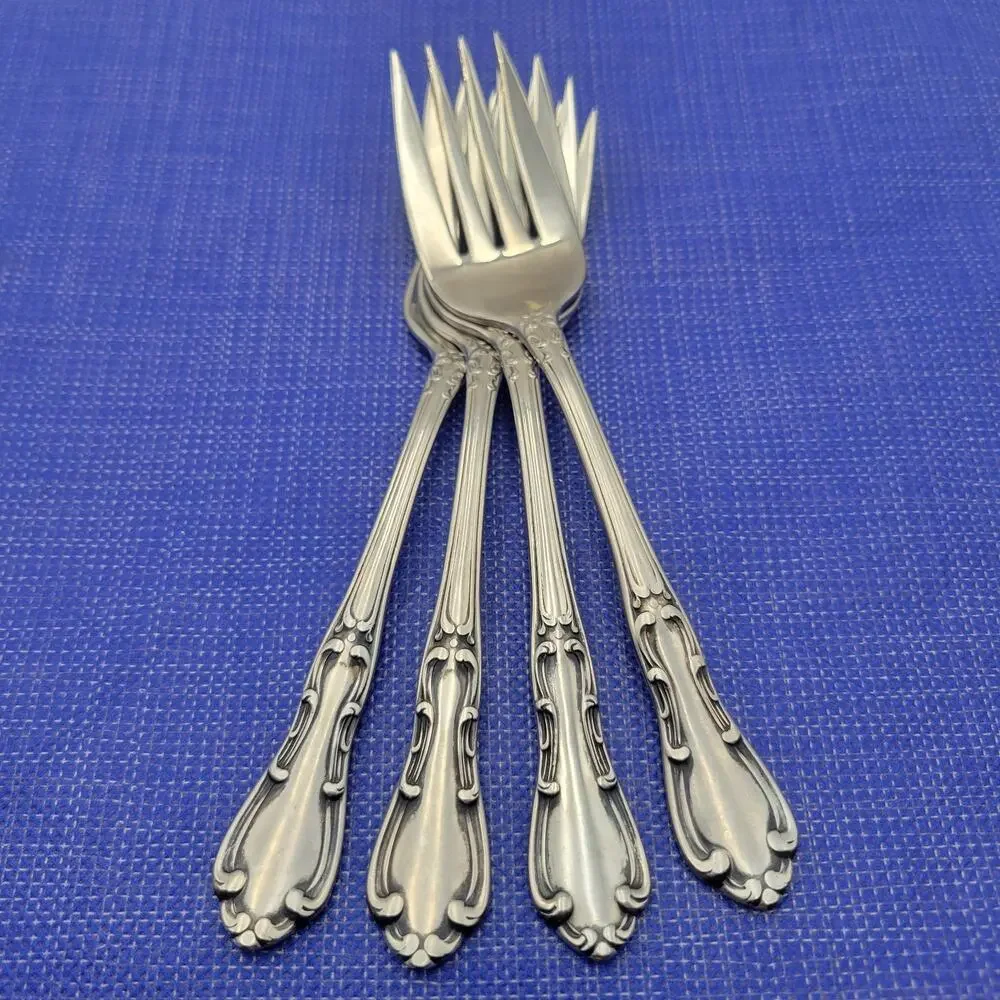 Set of 4 Towle Silver Merrimack Stainless Steel USA Salad Fork